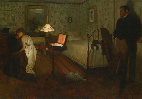 reproductie Intérieur van Edgar Degas